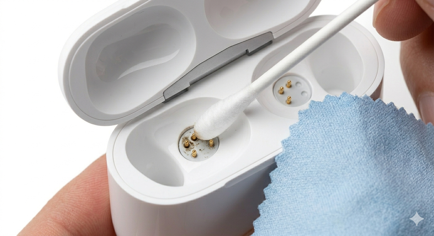 Cleaning AirPods charging pins