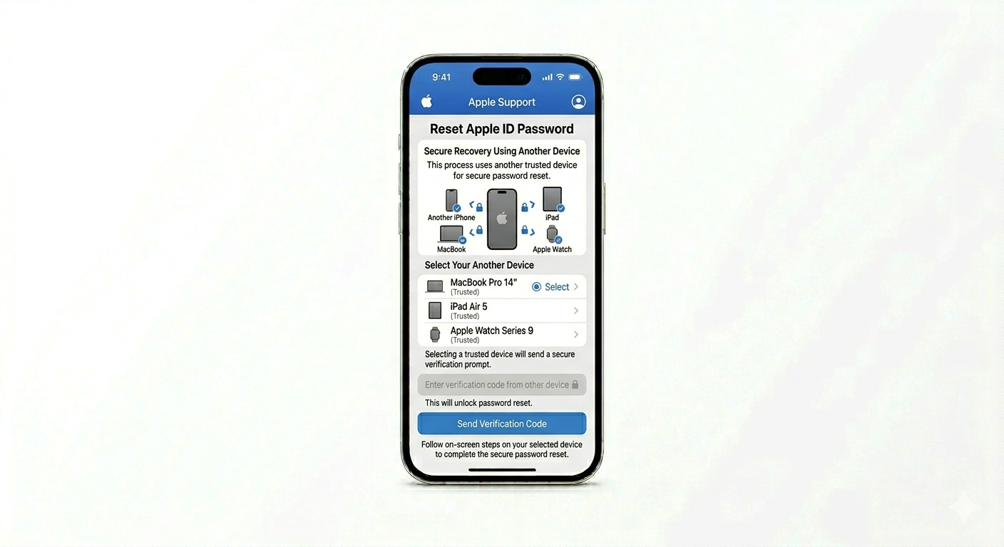 Using Apple Support app to reset password