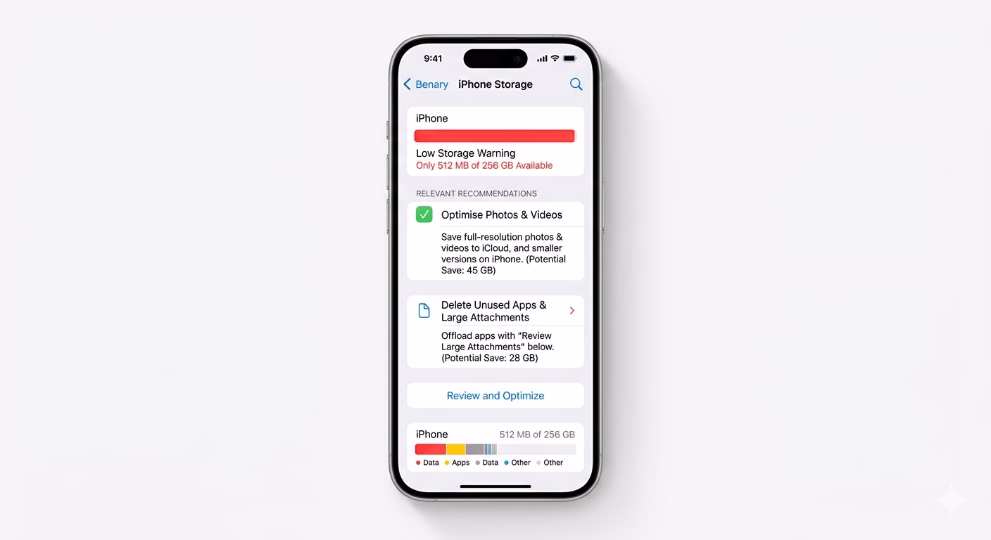 Free storage to fix app crashing issue