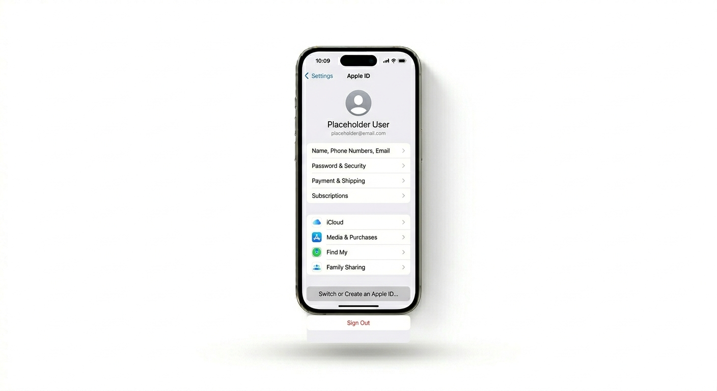 Signing out of App Store on iPhone
