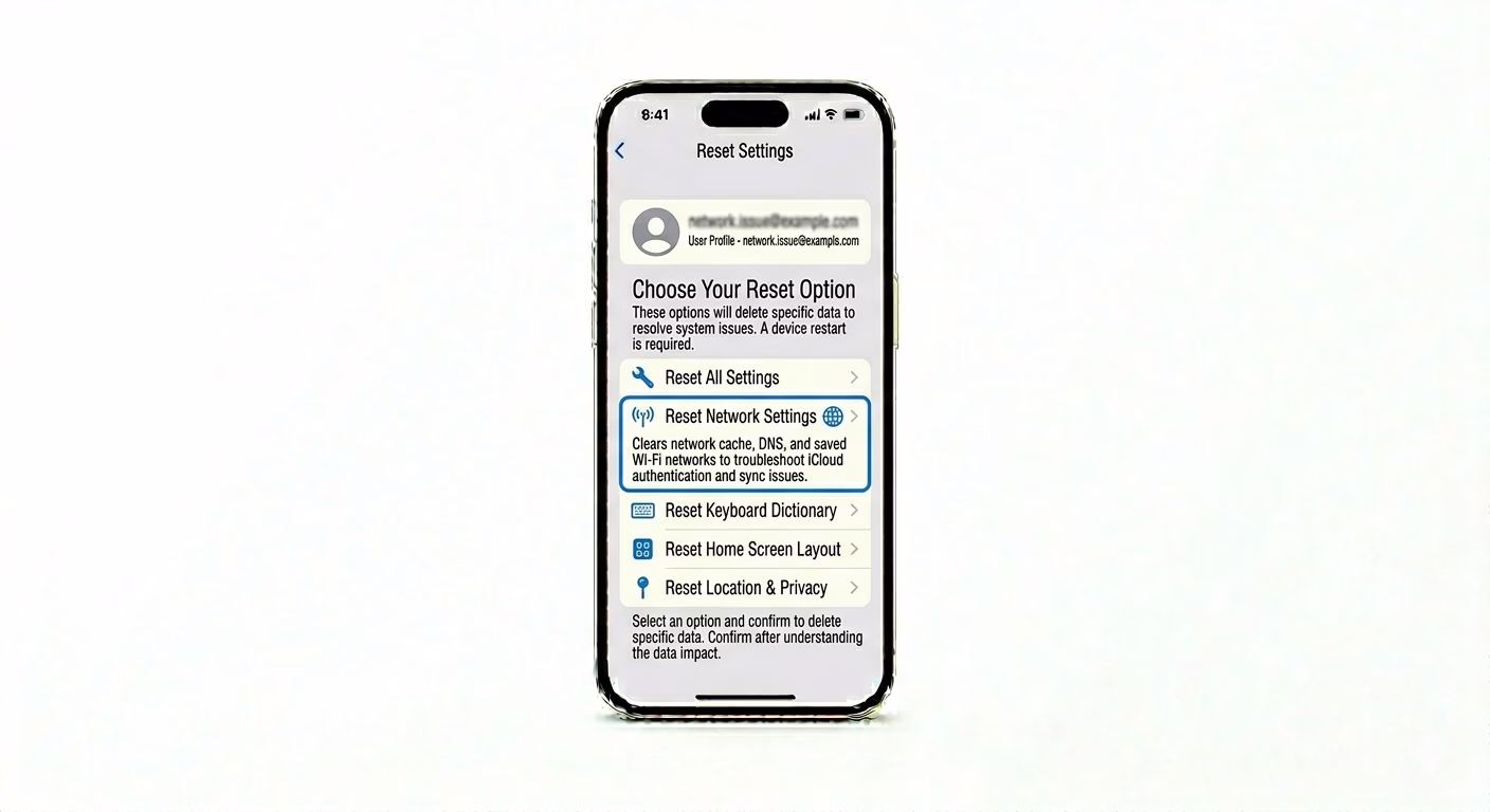 Resetting network settings on iPhone