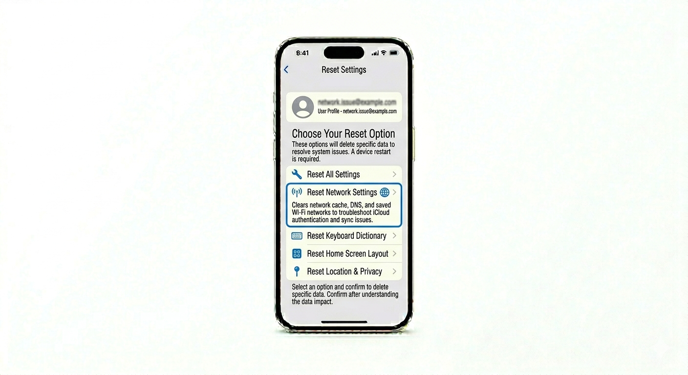 Resetting network settings on iPhone