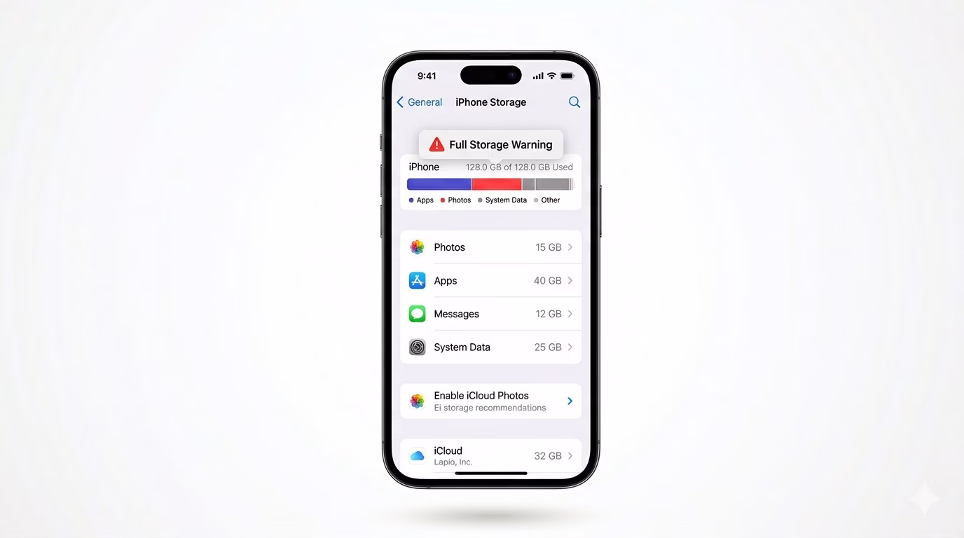 iPhone Storage Full Concept