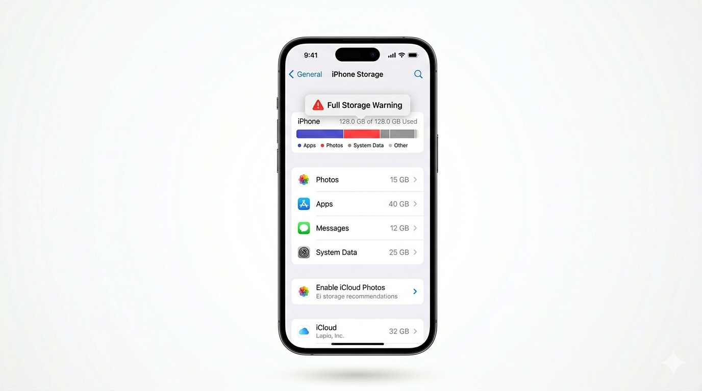 iPhone Storage Full Concept