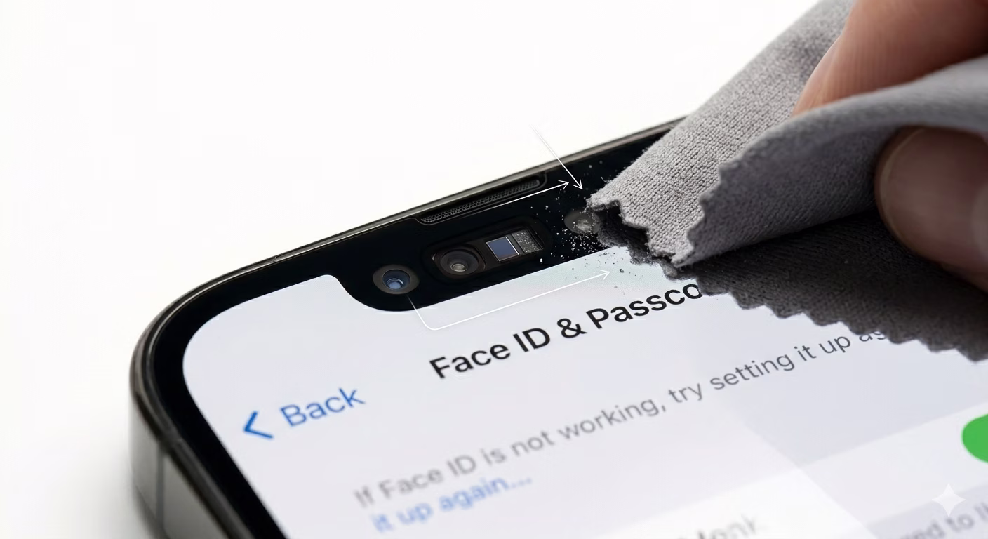 Clean iPhone notch to fix Face ID