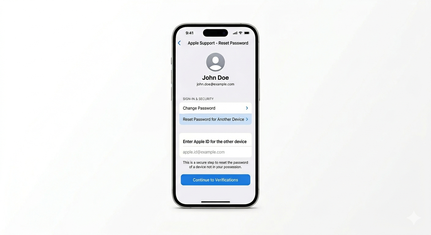 Using Apple Support app for password reset