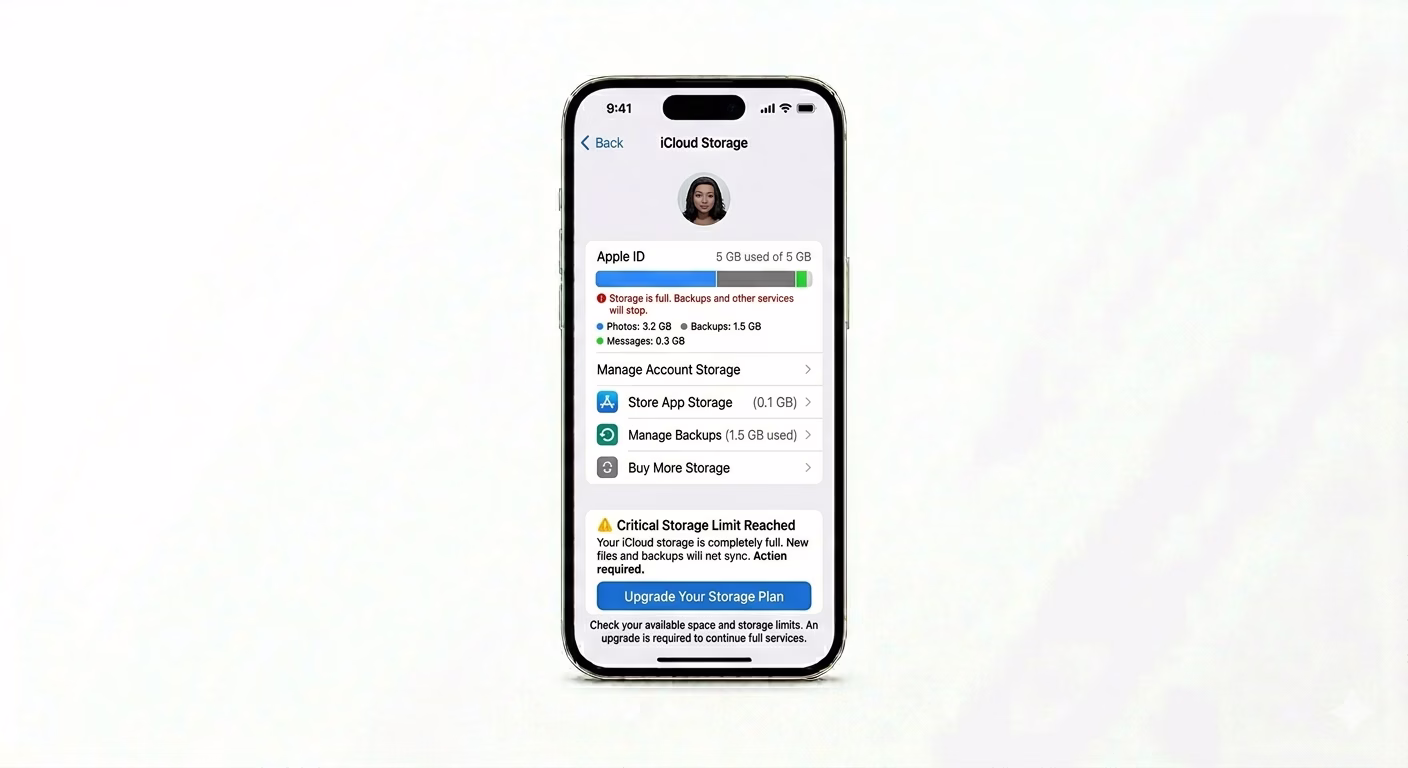 Checking iCloud storage for backup