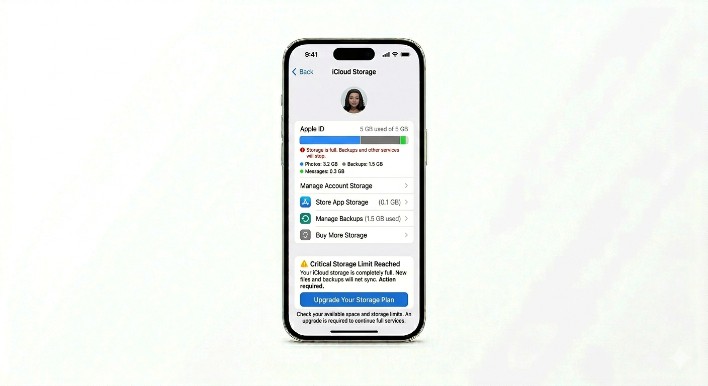 Checking iCloud storage for backup