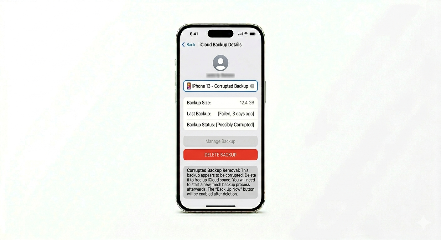 Deleting corrupted iCloud backup