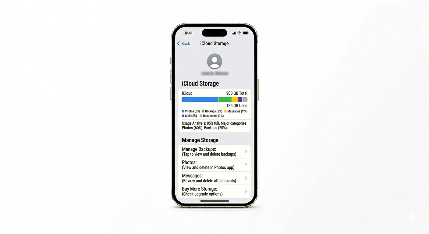Checking iCloud storage usage on iPhone