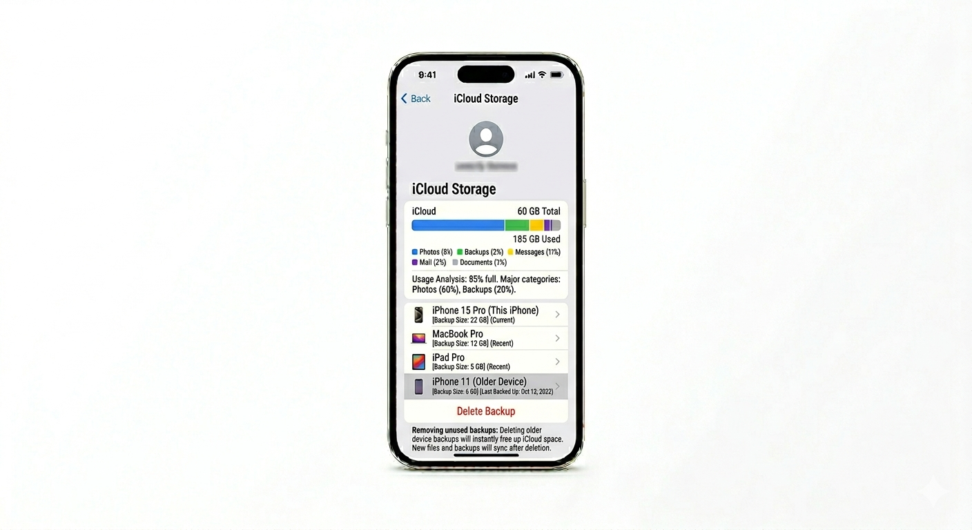 Deleting old iPhone backups from iCloud