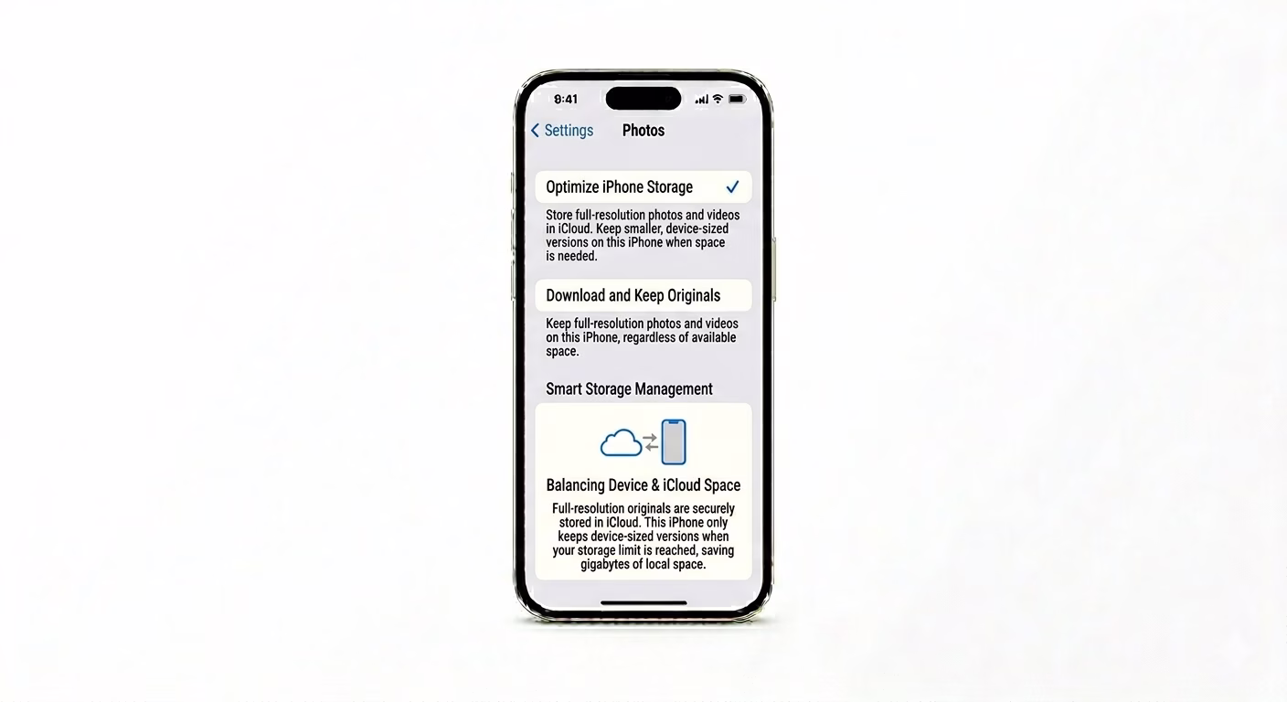 Optimizing photo storage settings