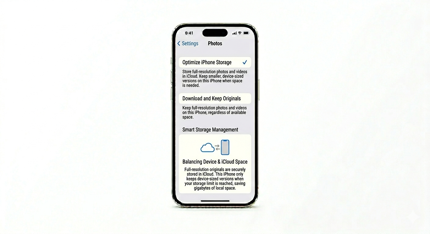 Optimizing photo storage settings