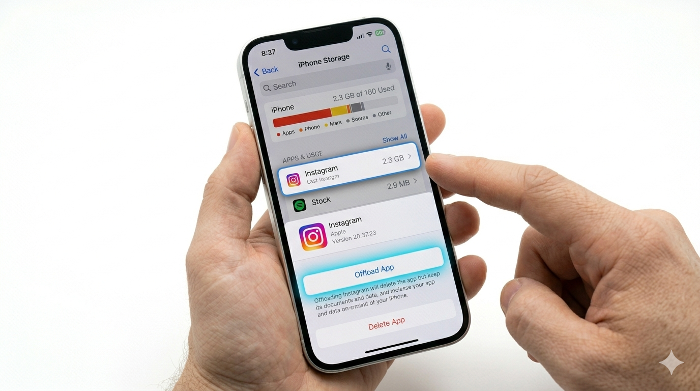 Offloading Instagram app on iPhone