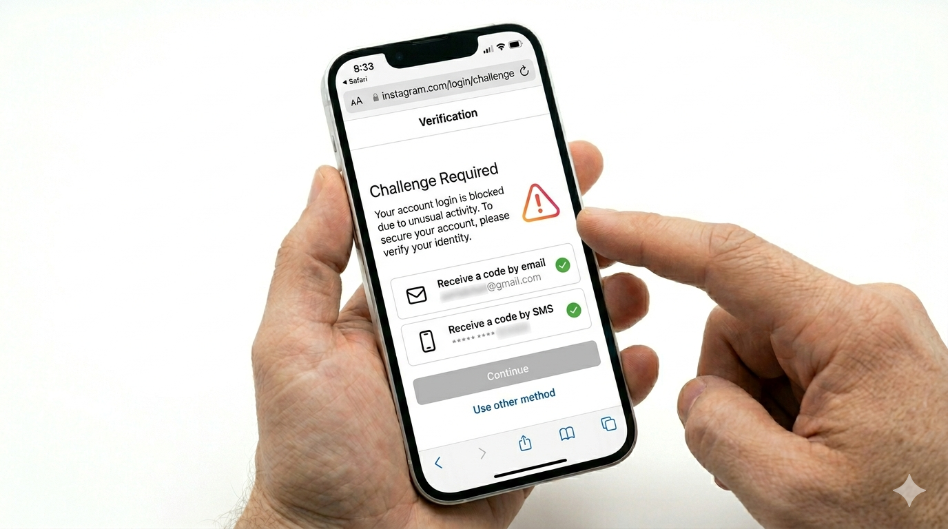 Logging into Instagram via web browser