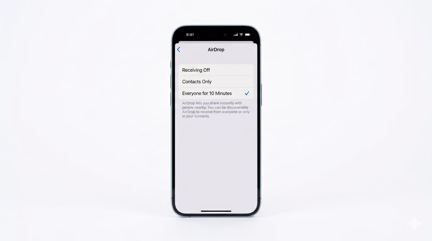 Changing AirDrop visibility settings