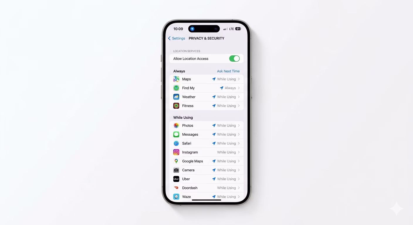 Auditing location services on iPhone
