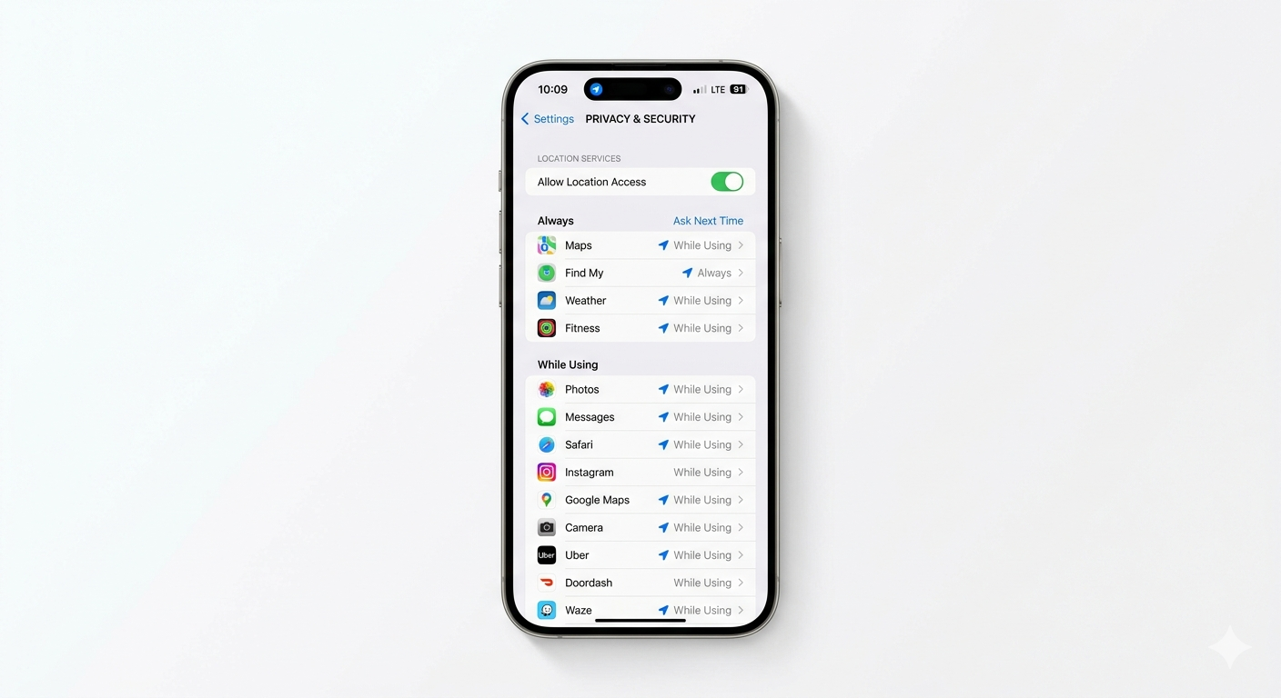 Auditing location services on iPhone
