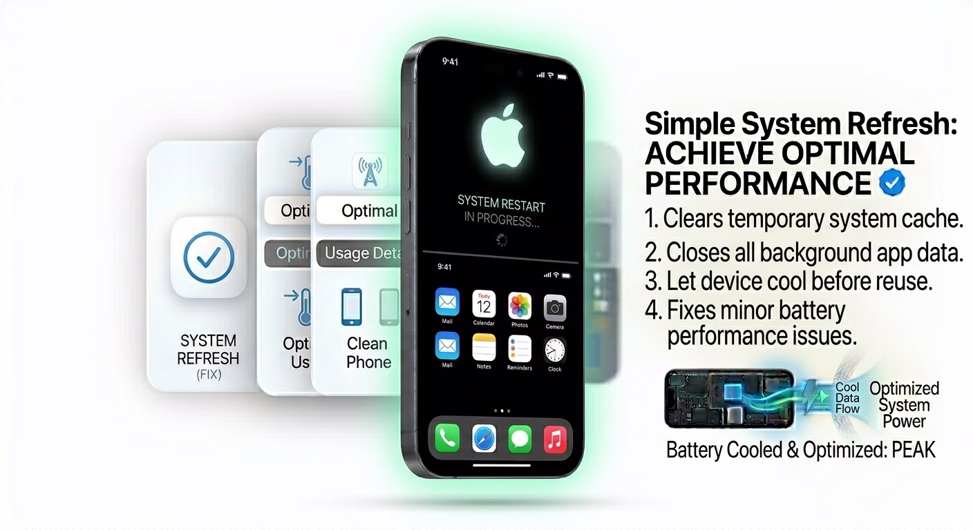 Restart iPhone to fix battery drain