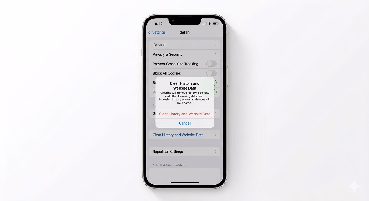 Clearing Safari cache settings on iPhone