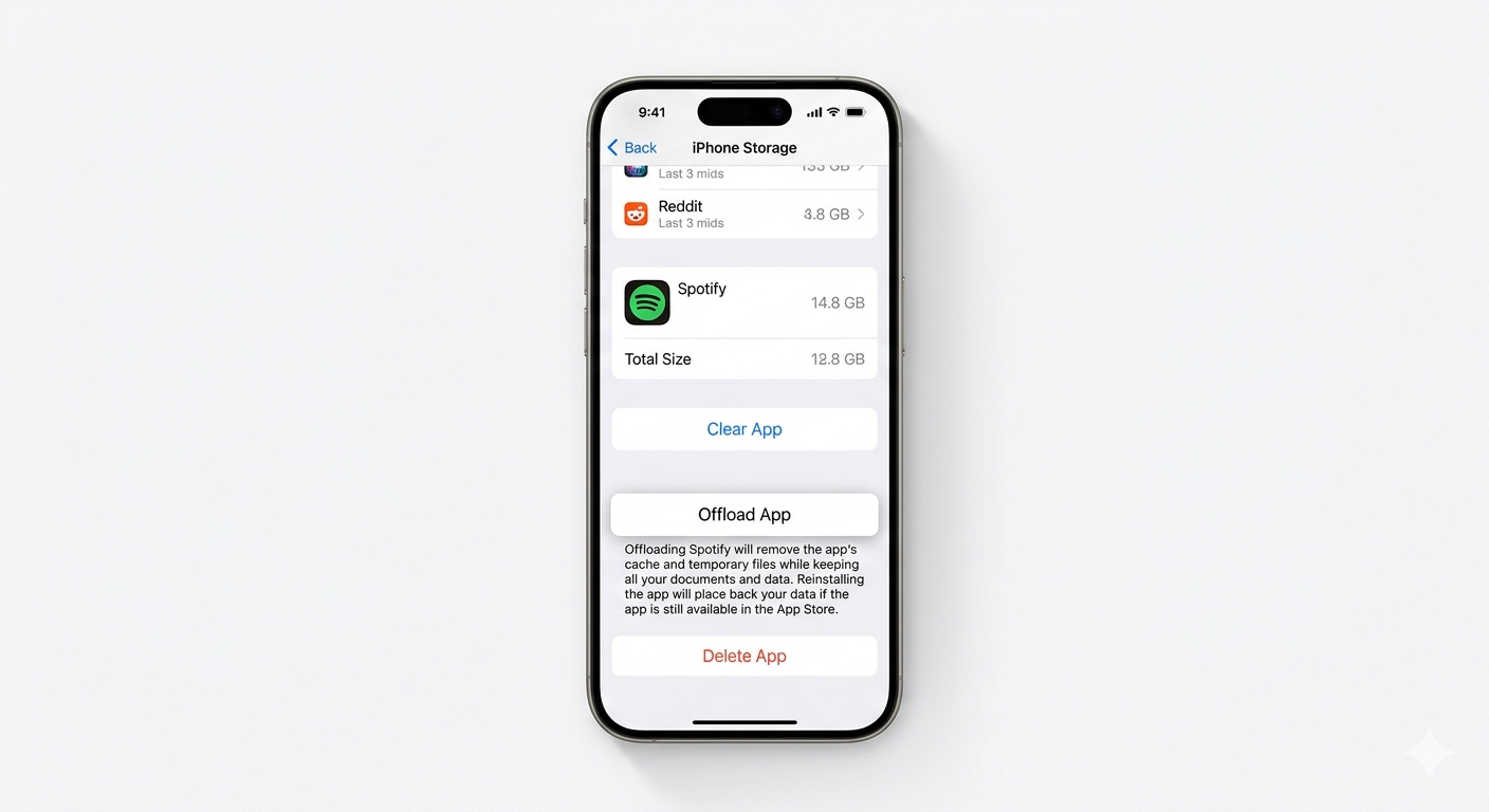 Offloading apps to save space on iPhone