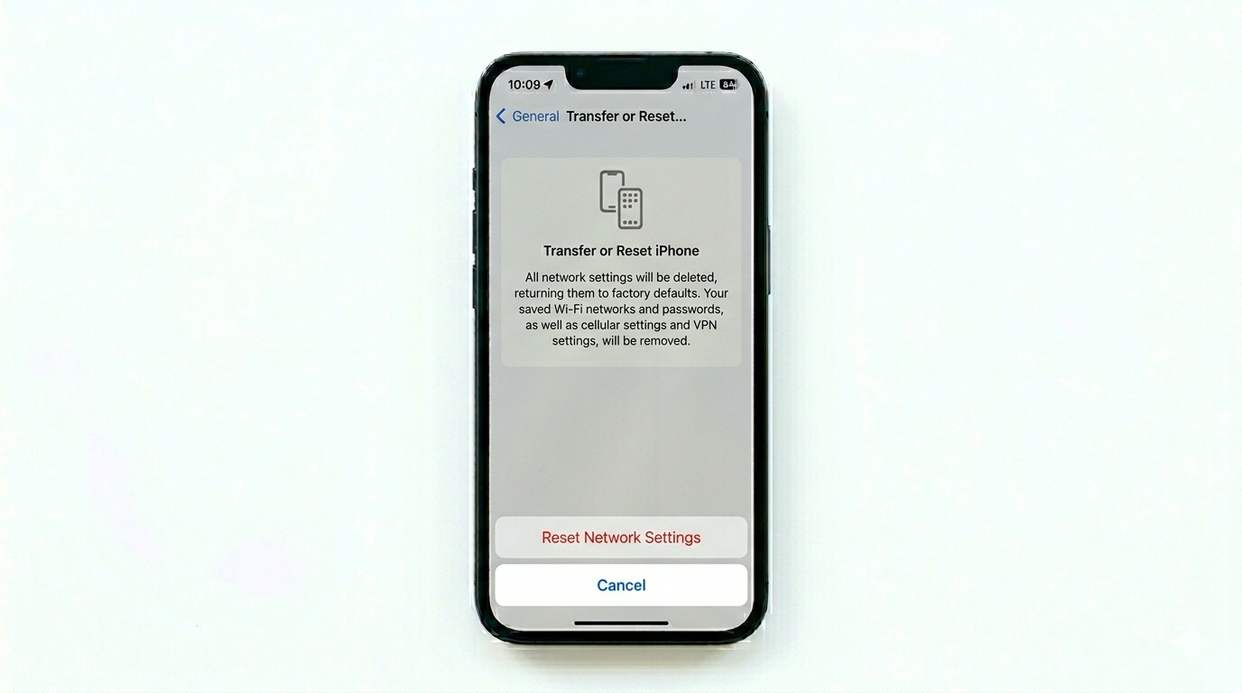 Resetting network settings on iPhone