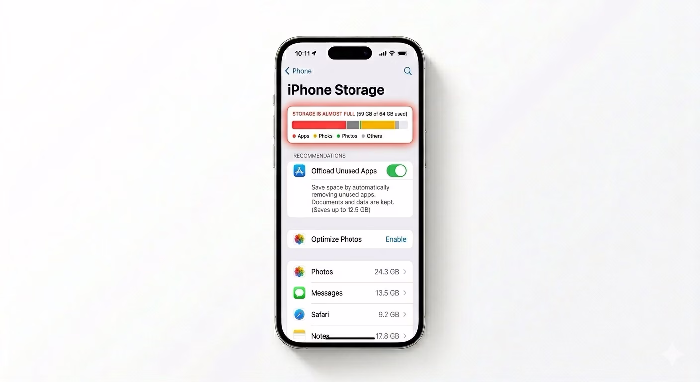 Checking iPhone storage space