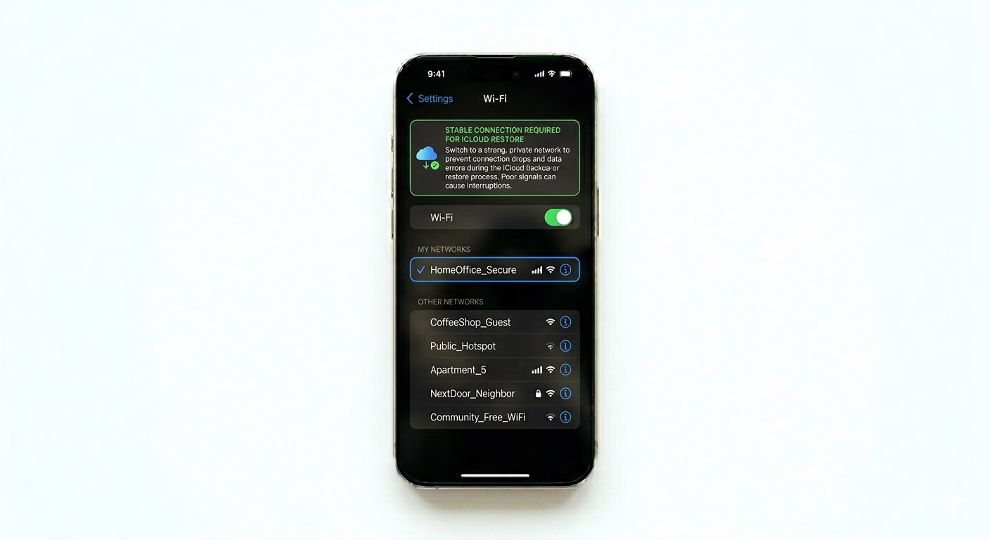 Stable Wi-Fi for iCloud restore