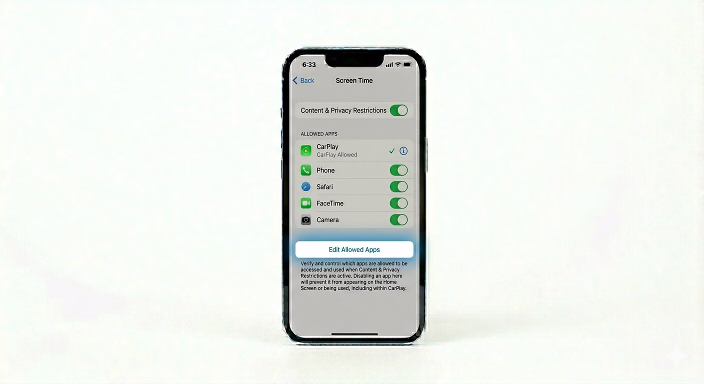 Checking CarPlay settings on iPhone