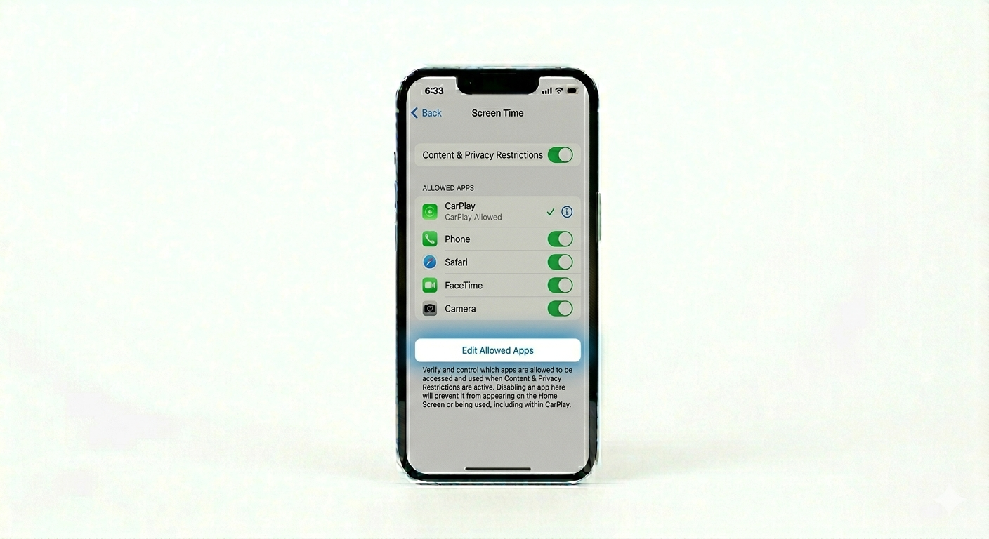 Checking CarPlay settings on iPhone
