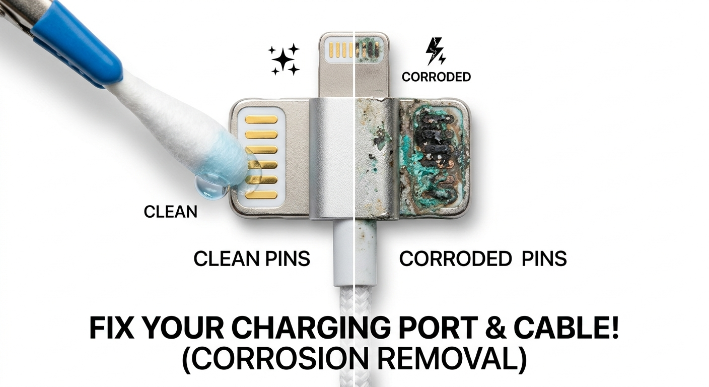 Inspecting charging cable pins for damage