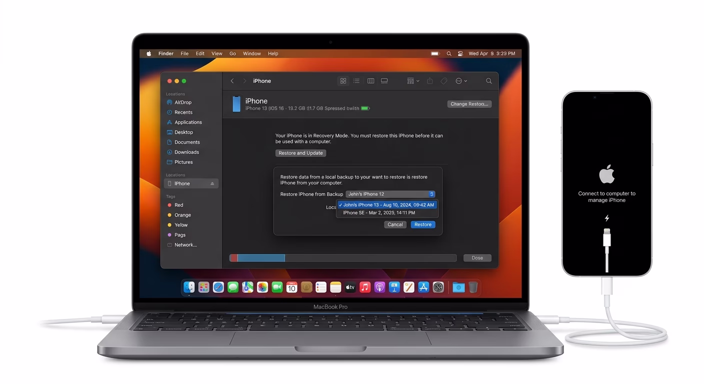 Recovering iPhone data via computer