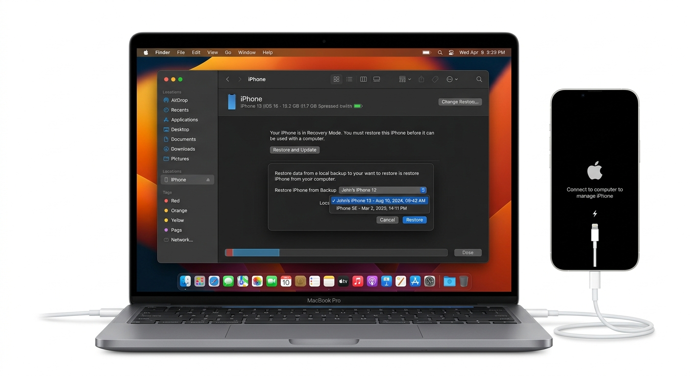 Recovering iPhone data via computer