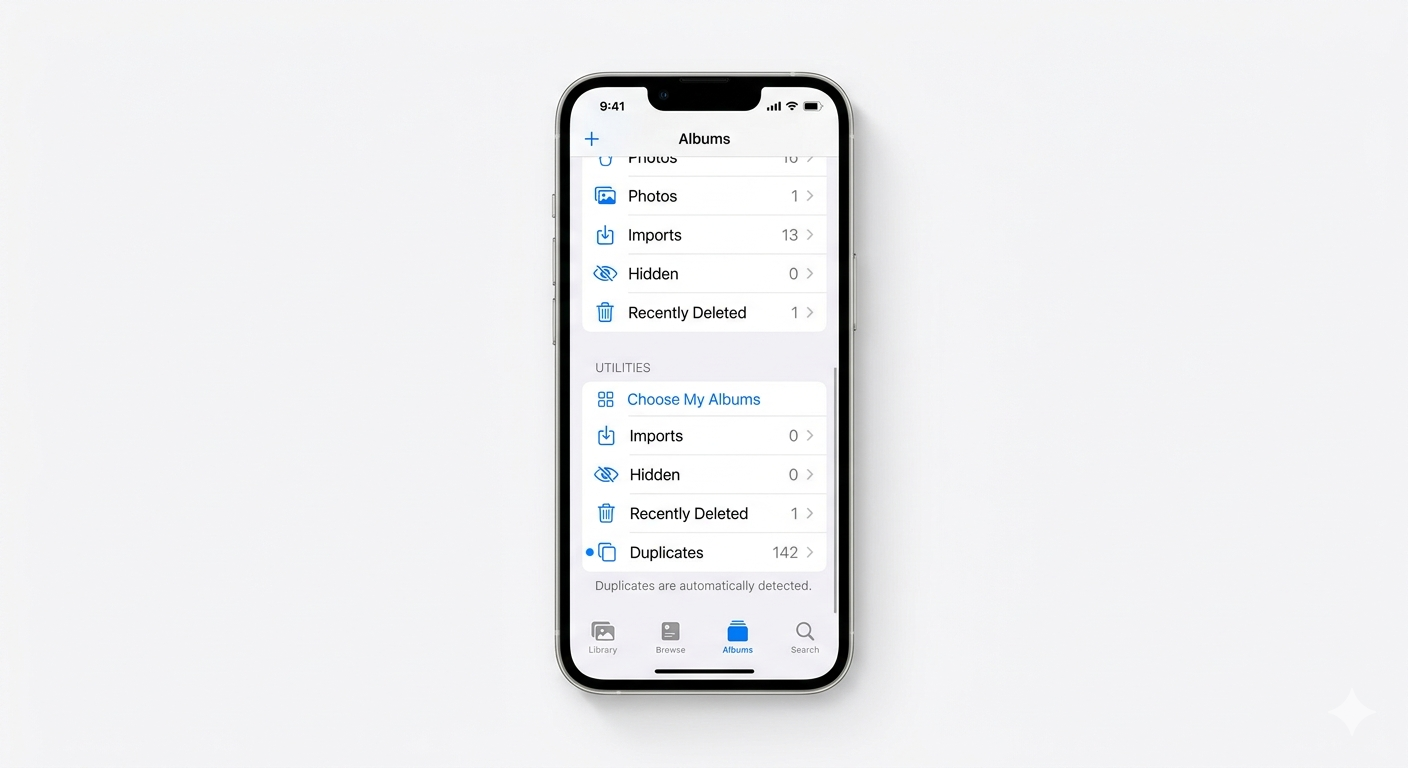 Locating the duplicates album in iPhone Photos