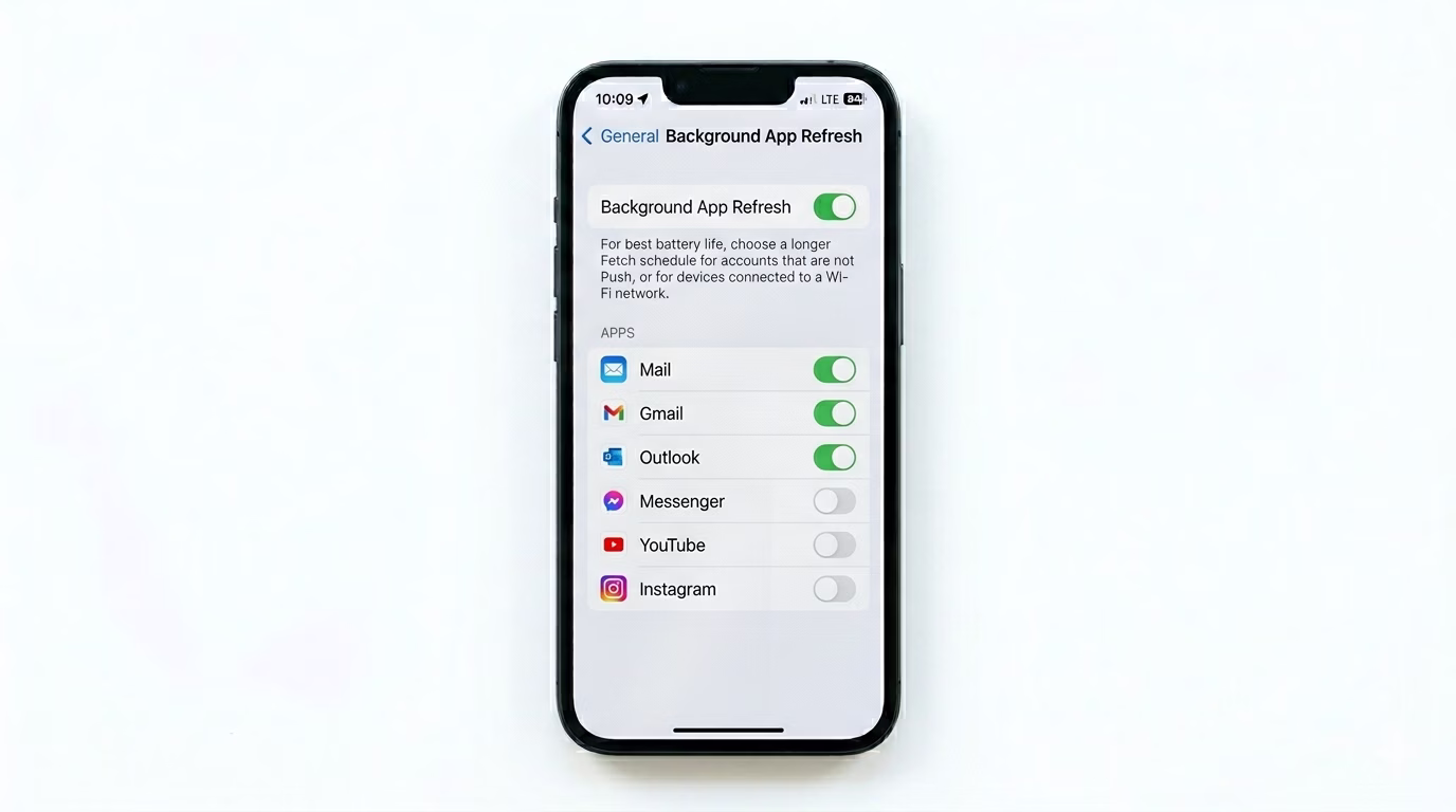 Enabling background refresh for email apps