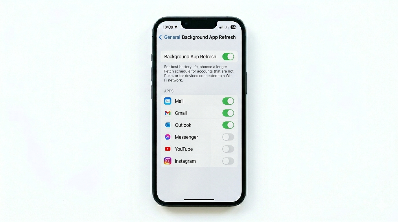 Enabling background refresh for email apps