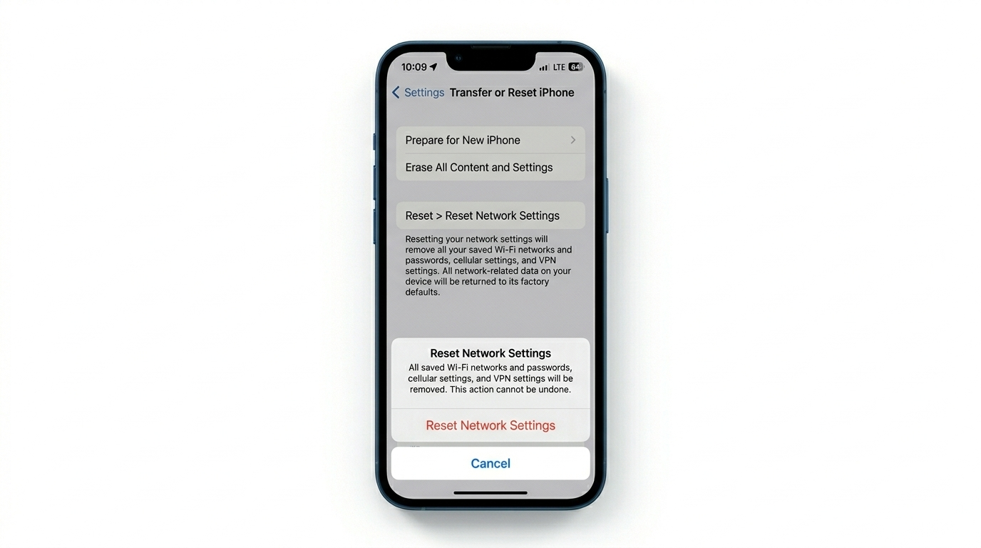 Resetting network settings for FaceTime