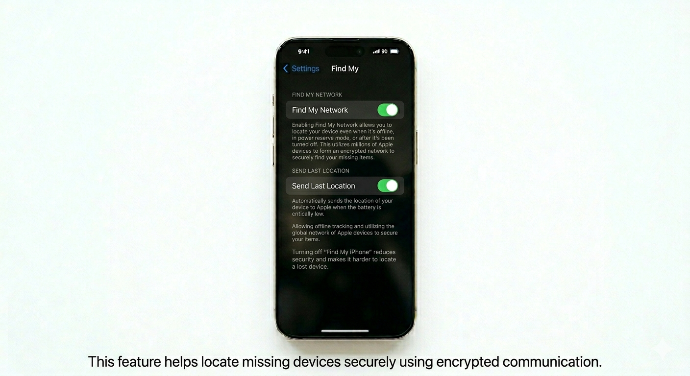 Configuring Find My Network settings