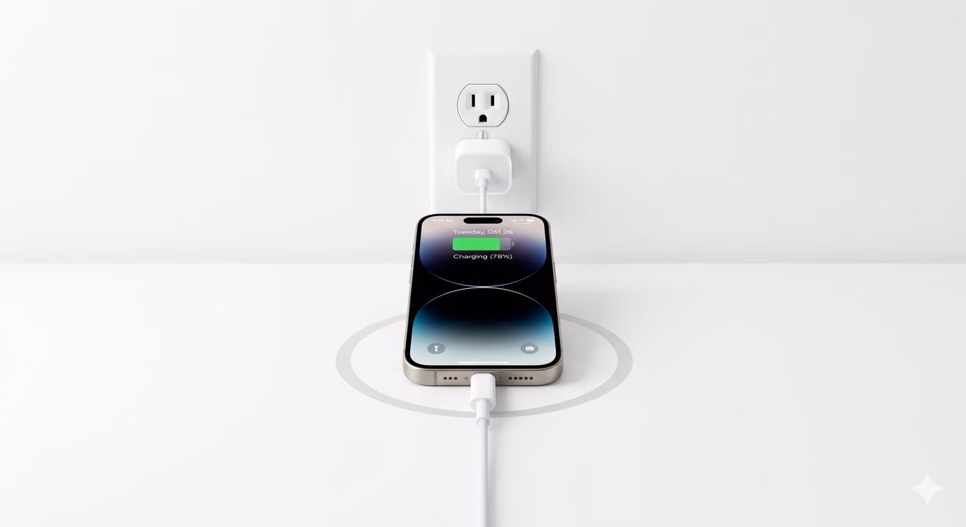 iPhone Plugged into Wall Charger