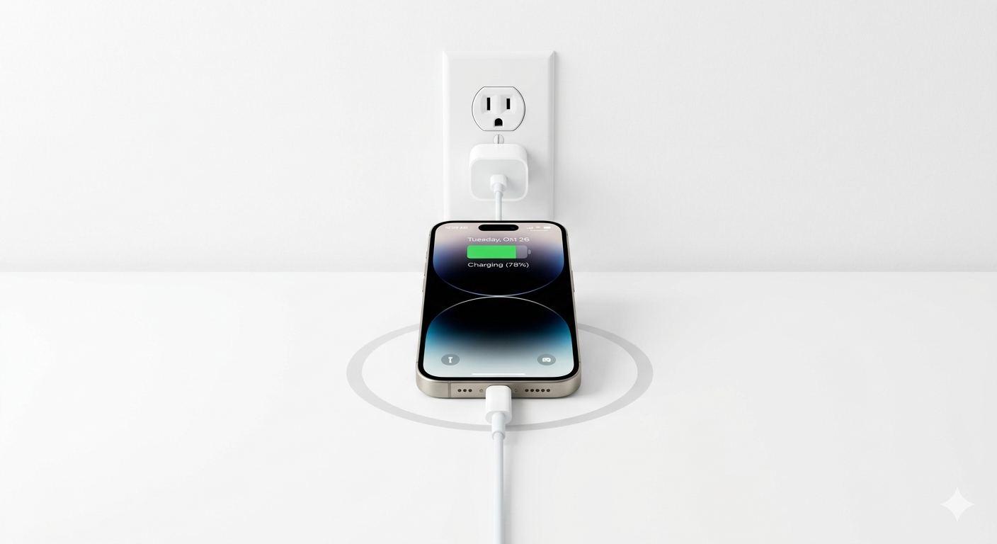 iPhone Plugged into Wall Charger