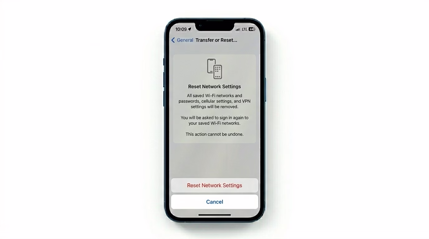 Resetting network settings for message fix