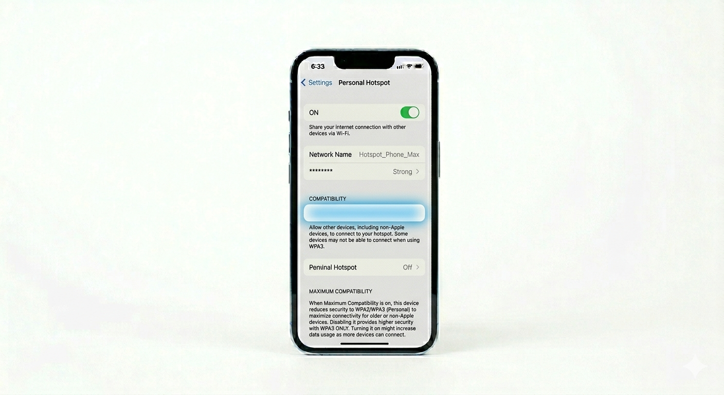Enabling Maximize Compatibility on iPhone Hotspot