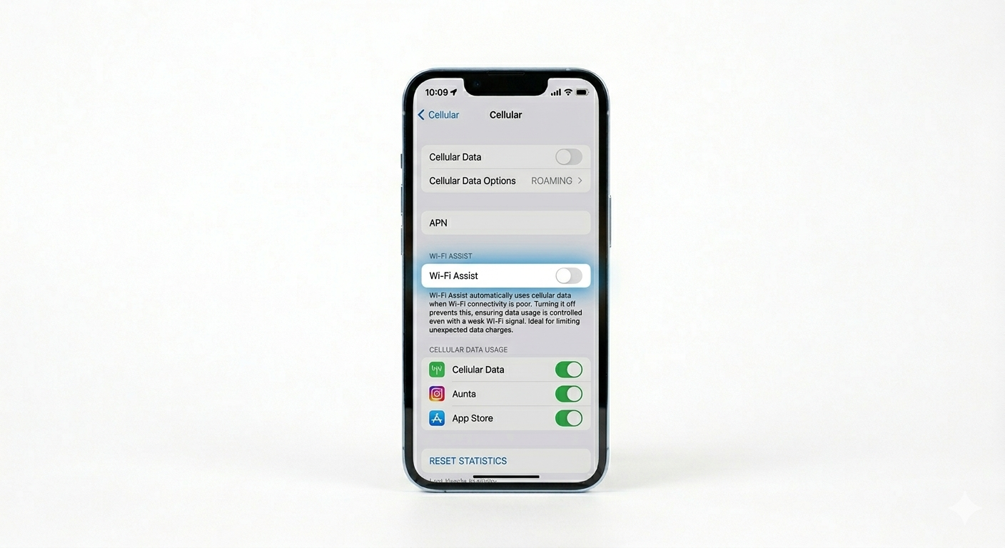 Disabling Wi-Fi Assist on iPhone