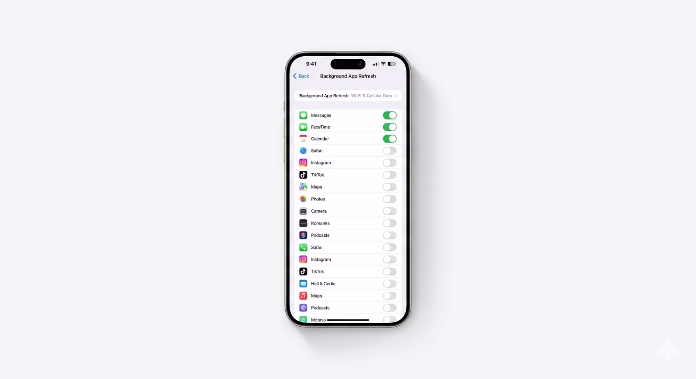 Disabling background app refresh on iPhone