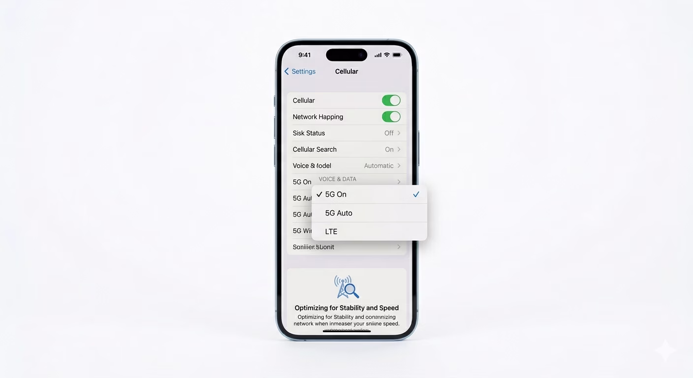 Adjusting 5G and LTE settings on iPhone