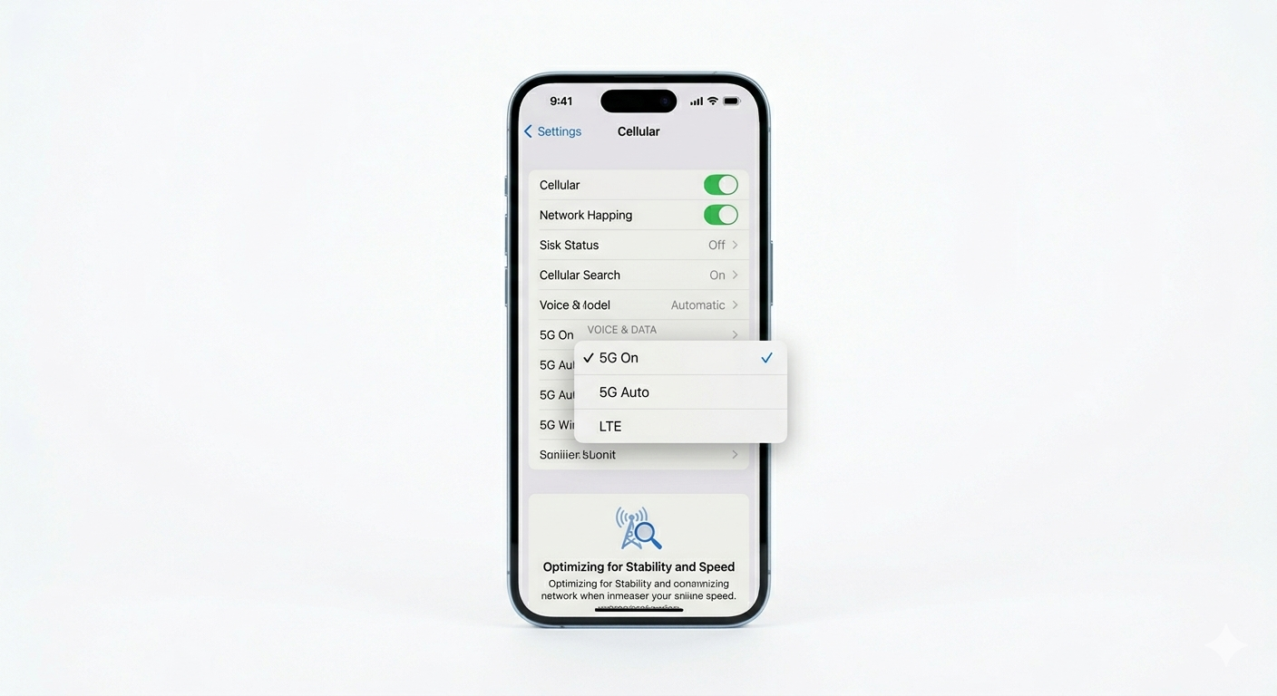 Adjusting 5G and LTE settings on iPhone