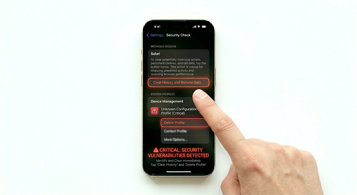 Clearing Safari data and device profiles