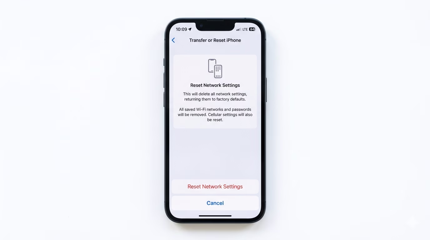Resetting network settings for MMS fix