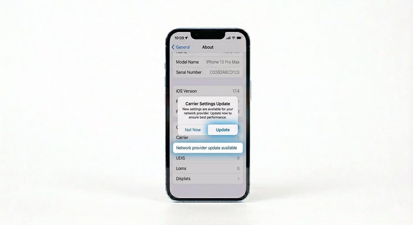 Checking for Carrier Settings Update on iPhone