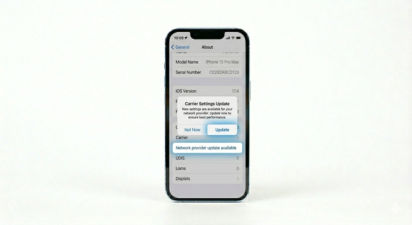 Checking for Carrier Settings Update on iPhone